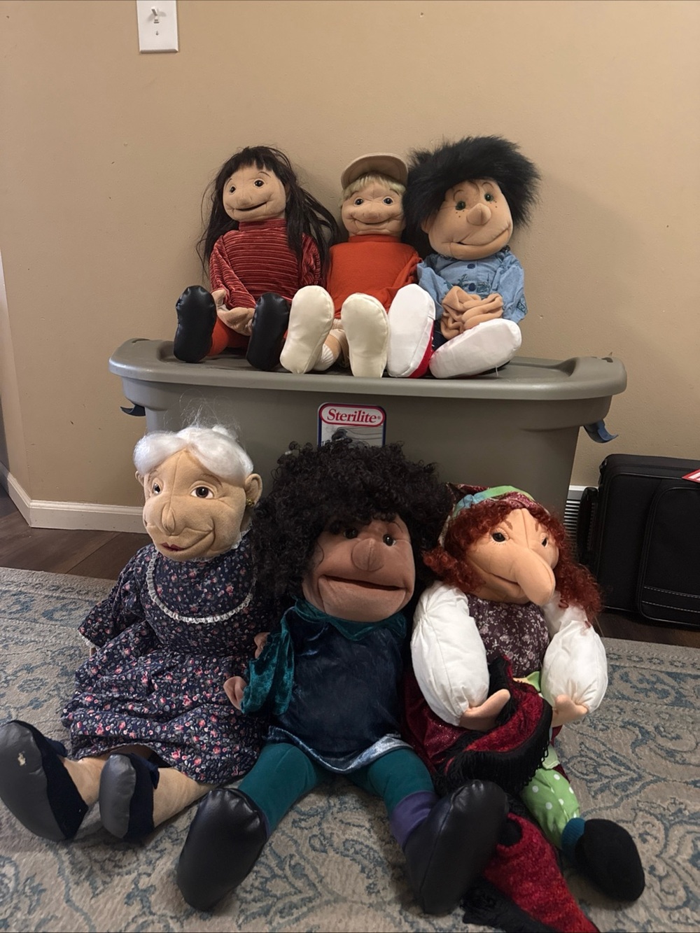 Set of six Folkmanis vintage puppets